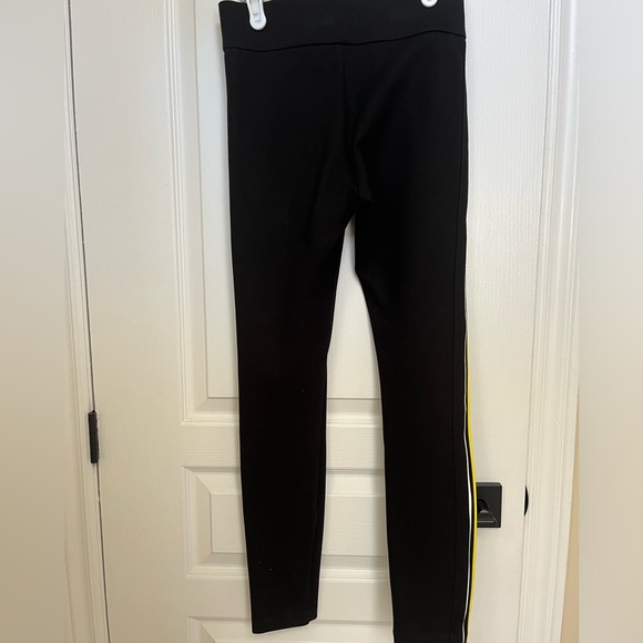 Zara TRF black thick leggings with side band stripe in yellow and white-size S - Picture 5 of 13
